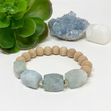 Load image into Gallery viewer, Aquamarine & Rosewood Diffuser Bracelet